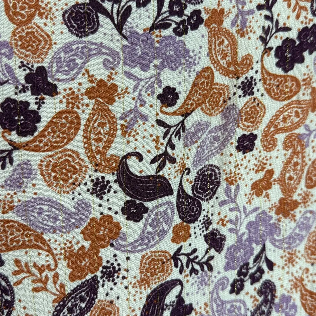 Idyllwind‎ Purple and Rust Floral V-Neck Mini Dress Size Medium - Image 9