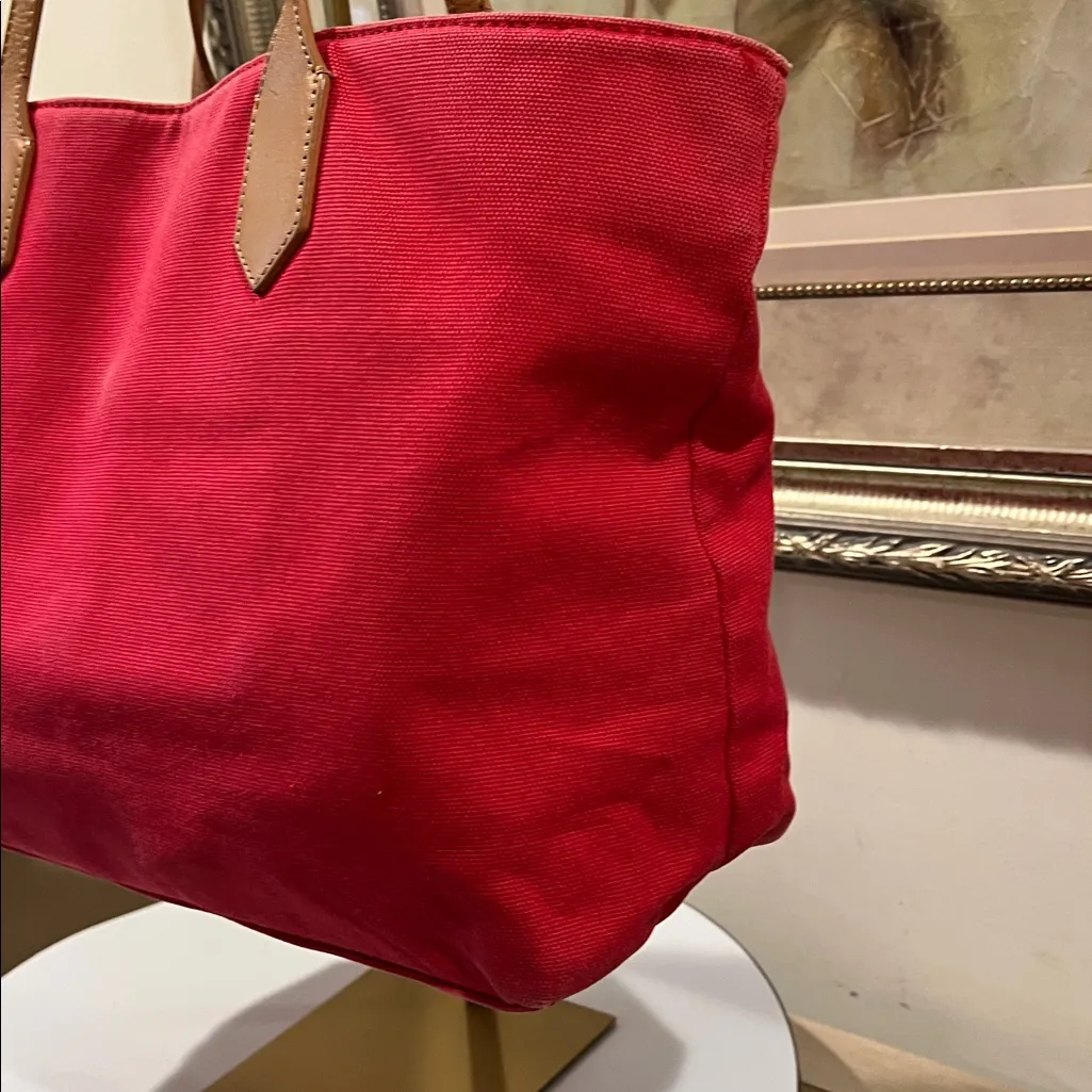 Tory Burch Red Tote with Tan Handles - Image 2
