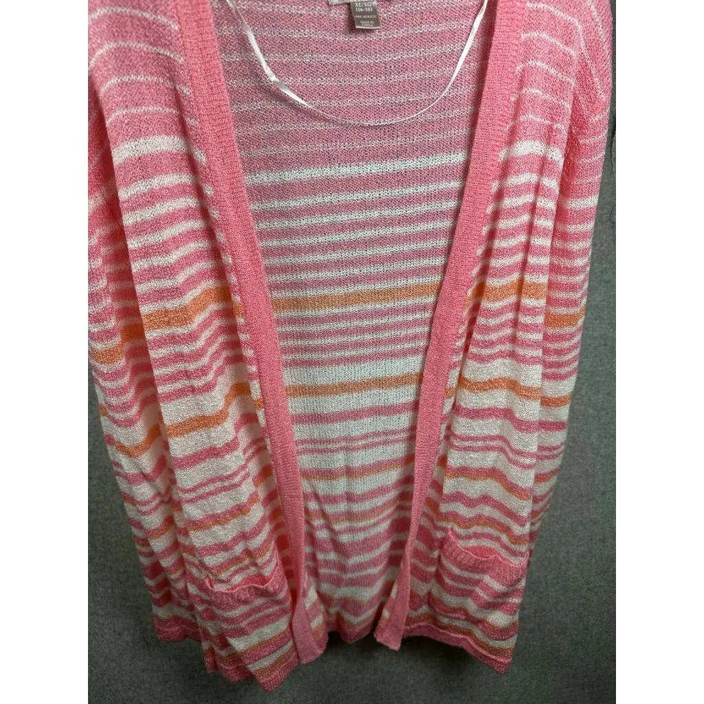 NWT White Stag XL Womens Cardigan Sweater Pink Striped Long Sleeve Open - Image 6