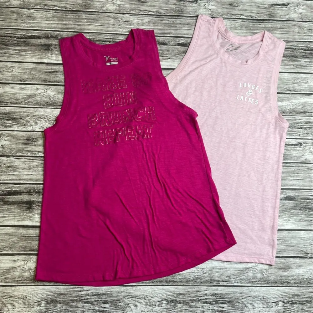 Set of 2 Old Navy Active Women's Loose Fit Go-Dry Tank Tops Pink S SM Small - Image 2
