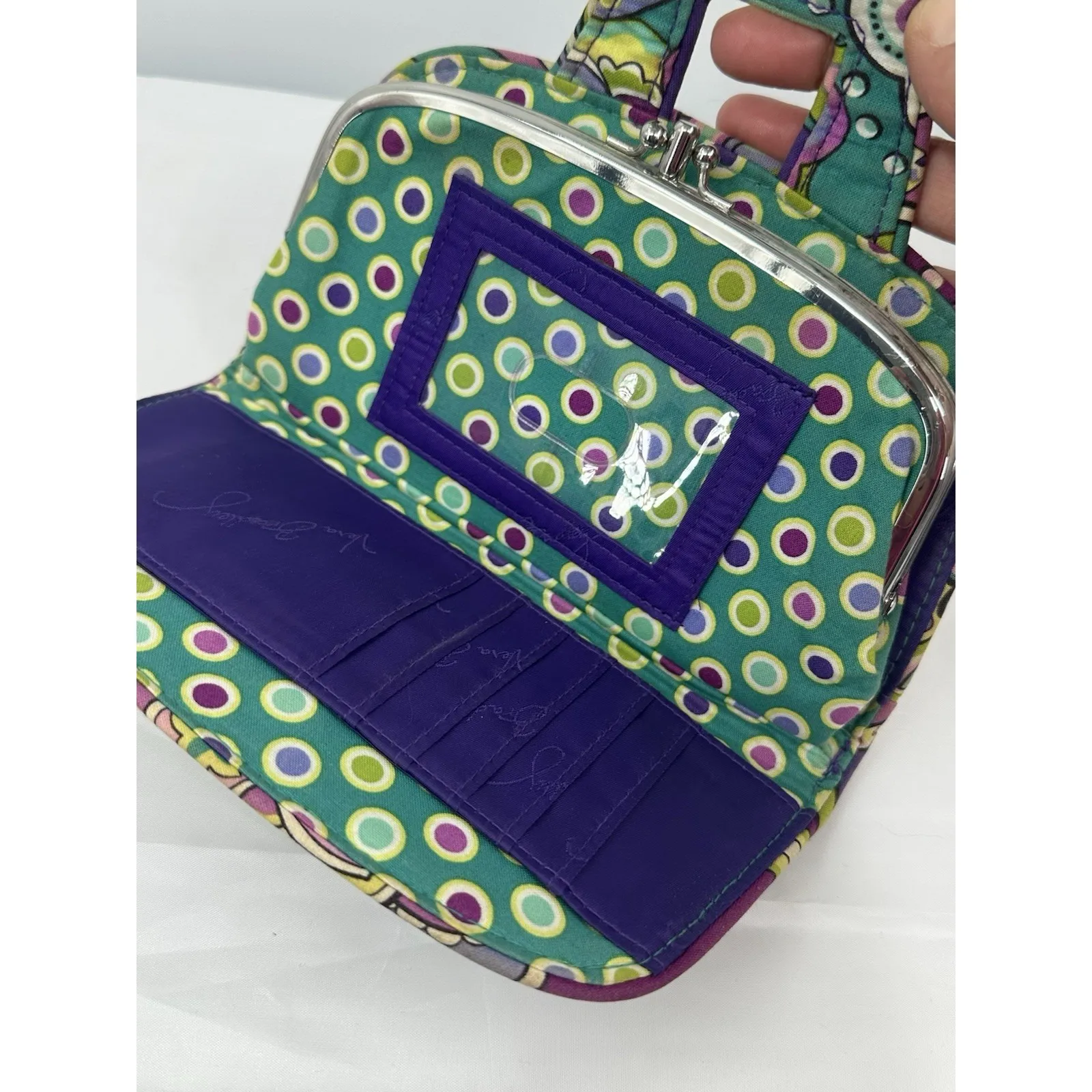 Vera Bradley Purple Paisley Heather Kiss‎ n Snap Wallet Retired - Image 3