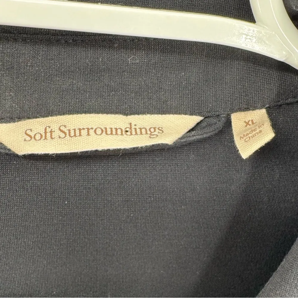 Soft Surroundings Black button front pockets tie waist Maxi Dress XL knit soft - Image 13