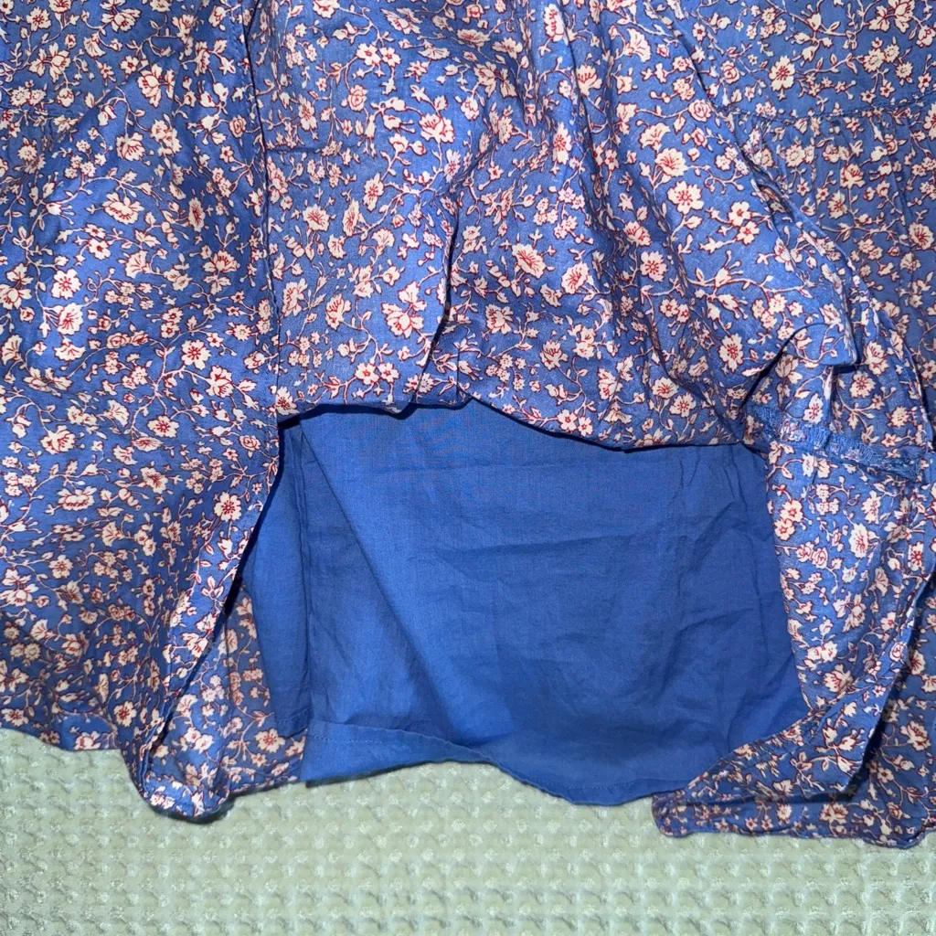 Madewell Tie Strap Blue and White Smocked Tiered Midi Sundress XS - Image 2