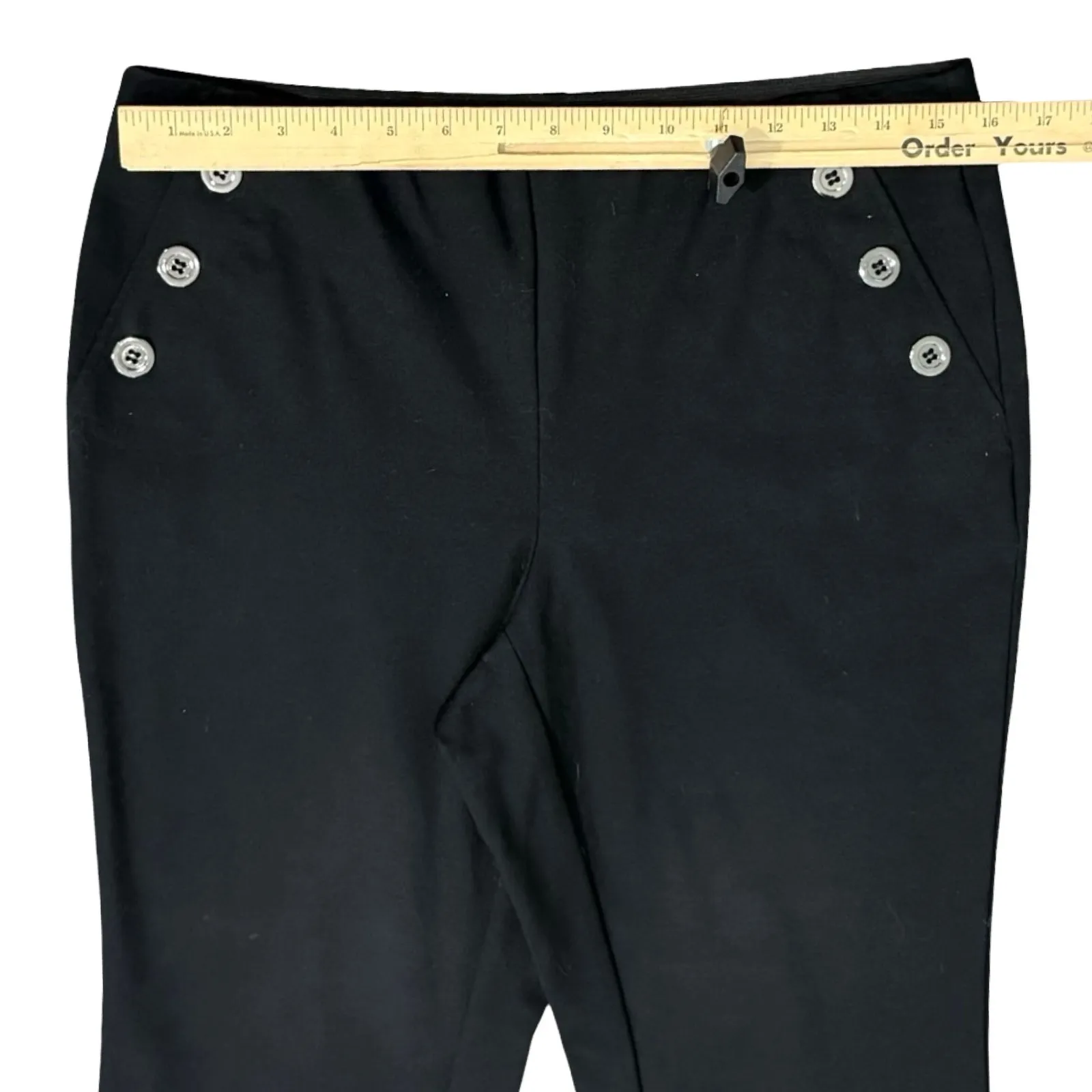 Alfani Black Stretch Button Detail Bootcut Slacks Trousers size M Professional - Image 7