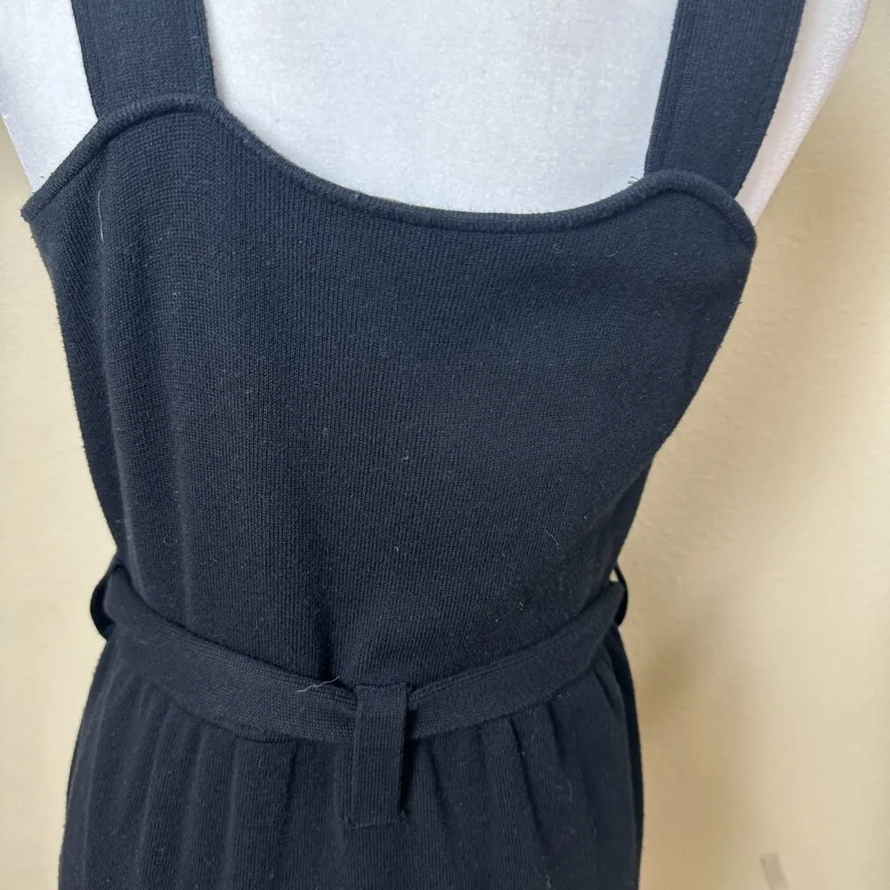 525 AMERICA Sweater Dress Size Medium Black Button Front Self Belt - Image 7