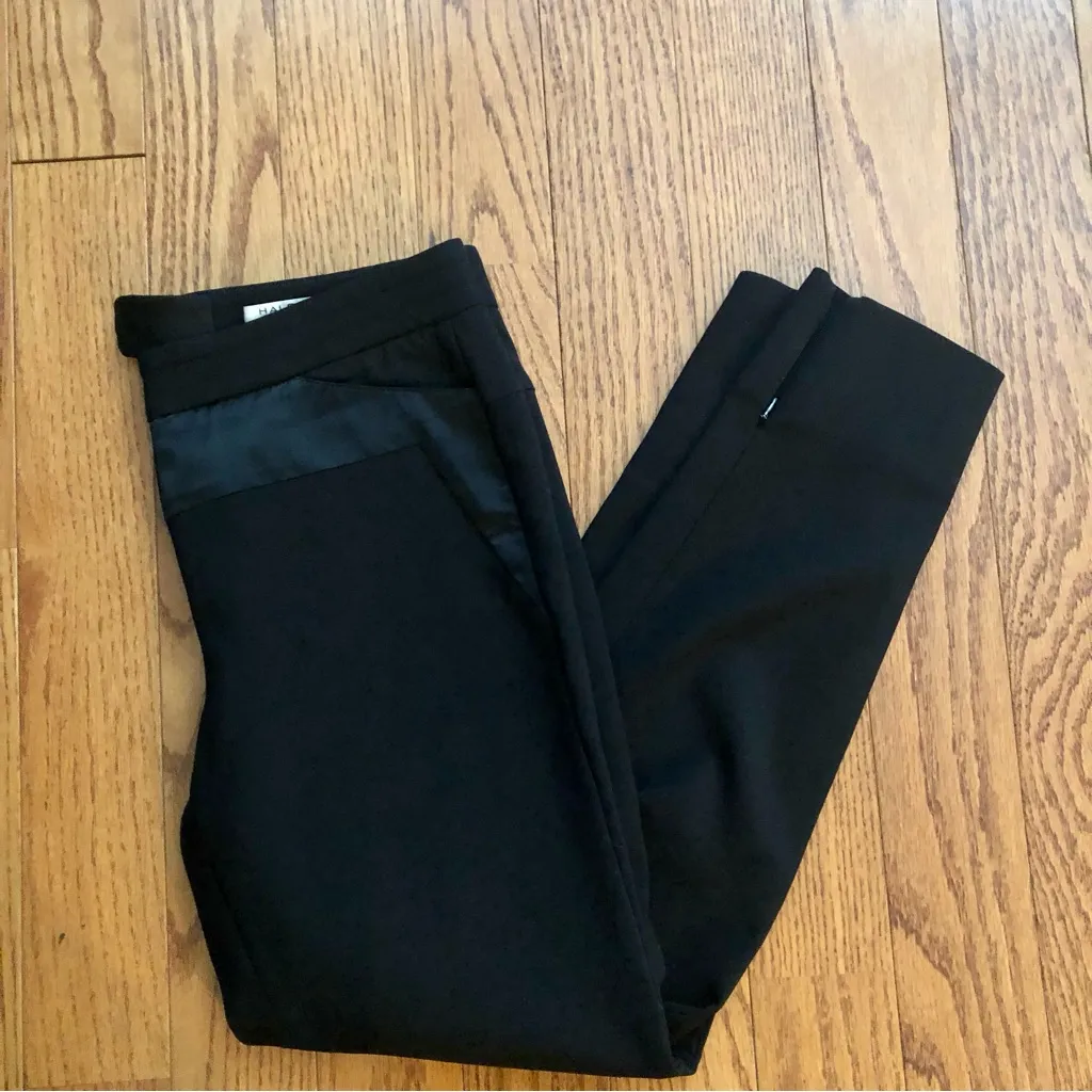Halston Heritage Tapered Slim Ankle Zipper Tuxedo Black Pants Women’s Size 6 - Image 7