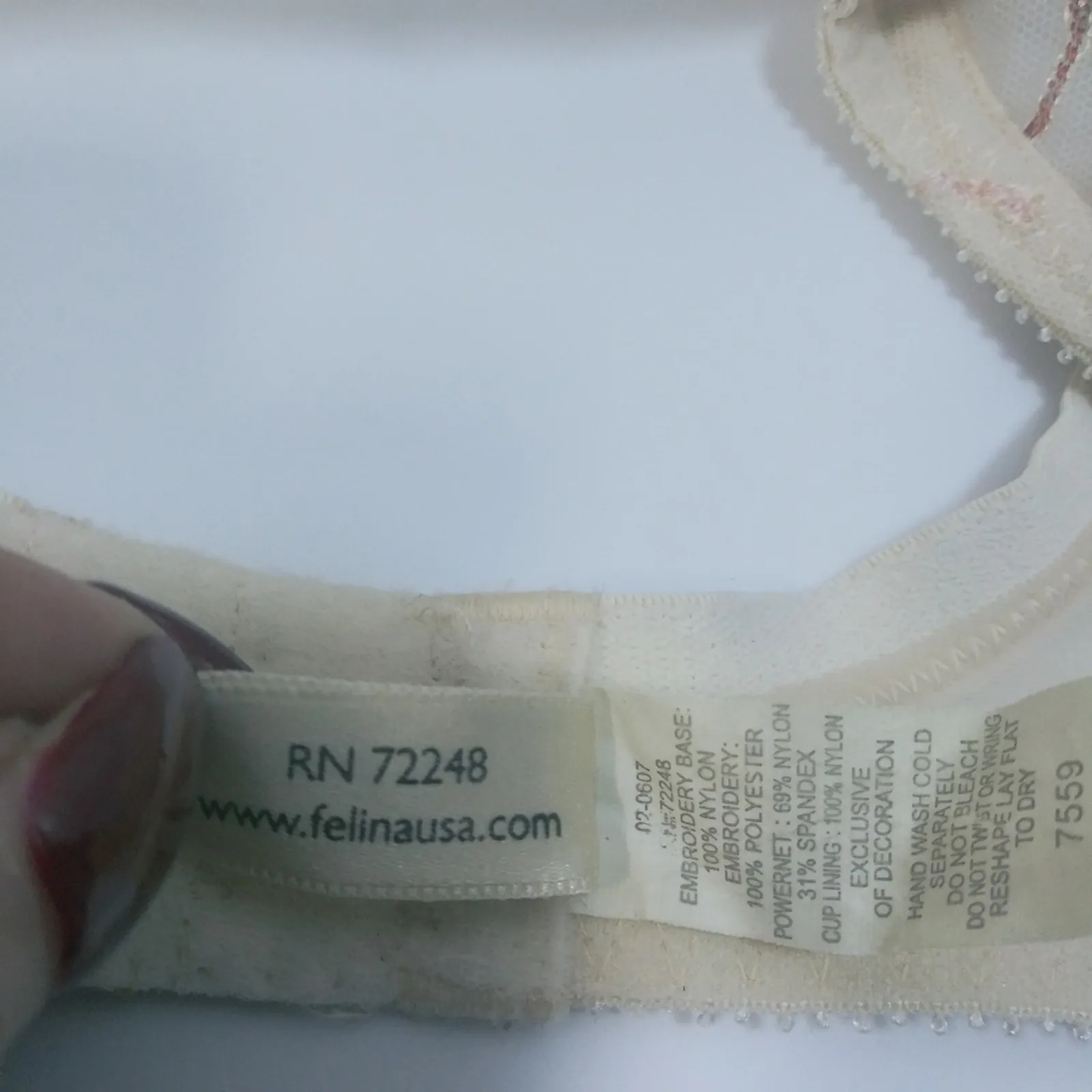 Felina Cream Lace Embroidered Wired Bra 34D - Image 7