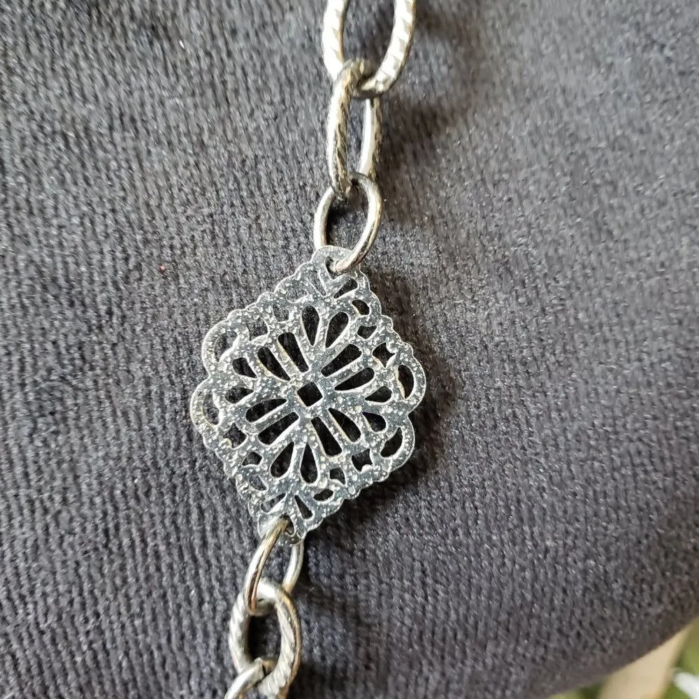 Womens Fashion Silver Plated Crystal Bead Silver Celtic Accents Lanyard Necklace - Image 4