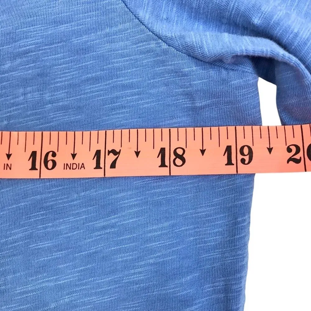 L.L. BEAN Long Sleeve Henley Top Women L Sky Blue Textured Outdoor Cottage Fairy - Image 7