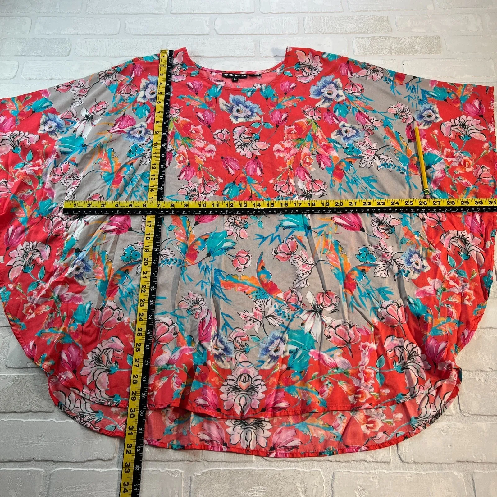 TOLANI COLLECTION Tunic Top Large Narissa Poppy Floral Caftan‎ Kimono Boho Flowy - Image 2