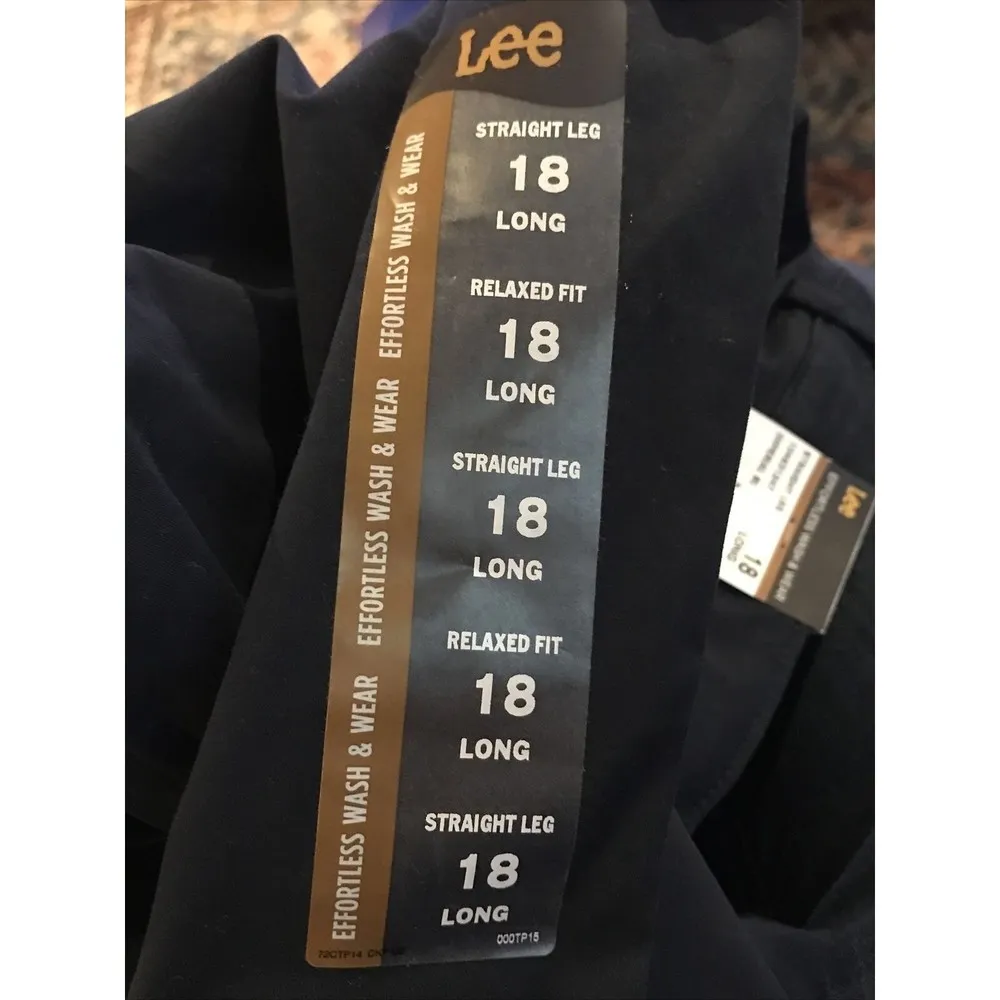 Lee Stretch Regular Fit Straight Leg Mid Rise Pants blue 18 Long NEW Women's - Image 3