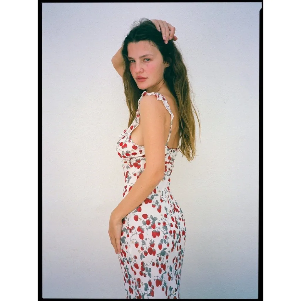 NWT Realisation Par Heidi in Fraise Strawberry Silk Maxi Sun Dress L $320 - Image 13