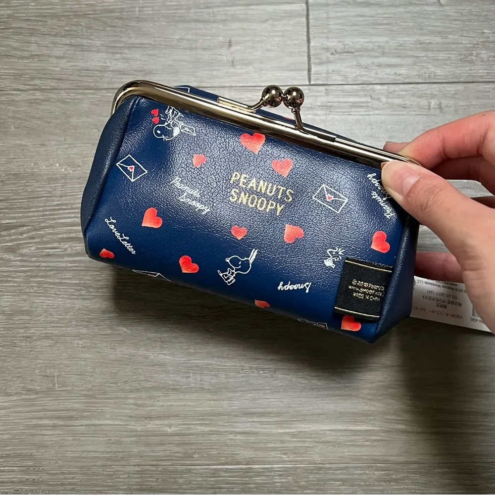 Peanuts snoopy small pouch clasp makeup bag pouch Blue - Image 2