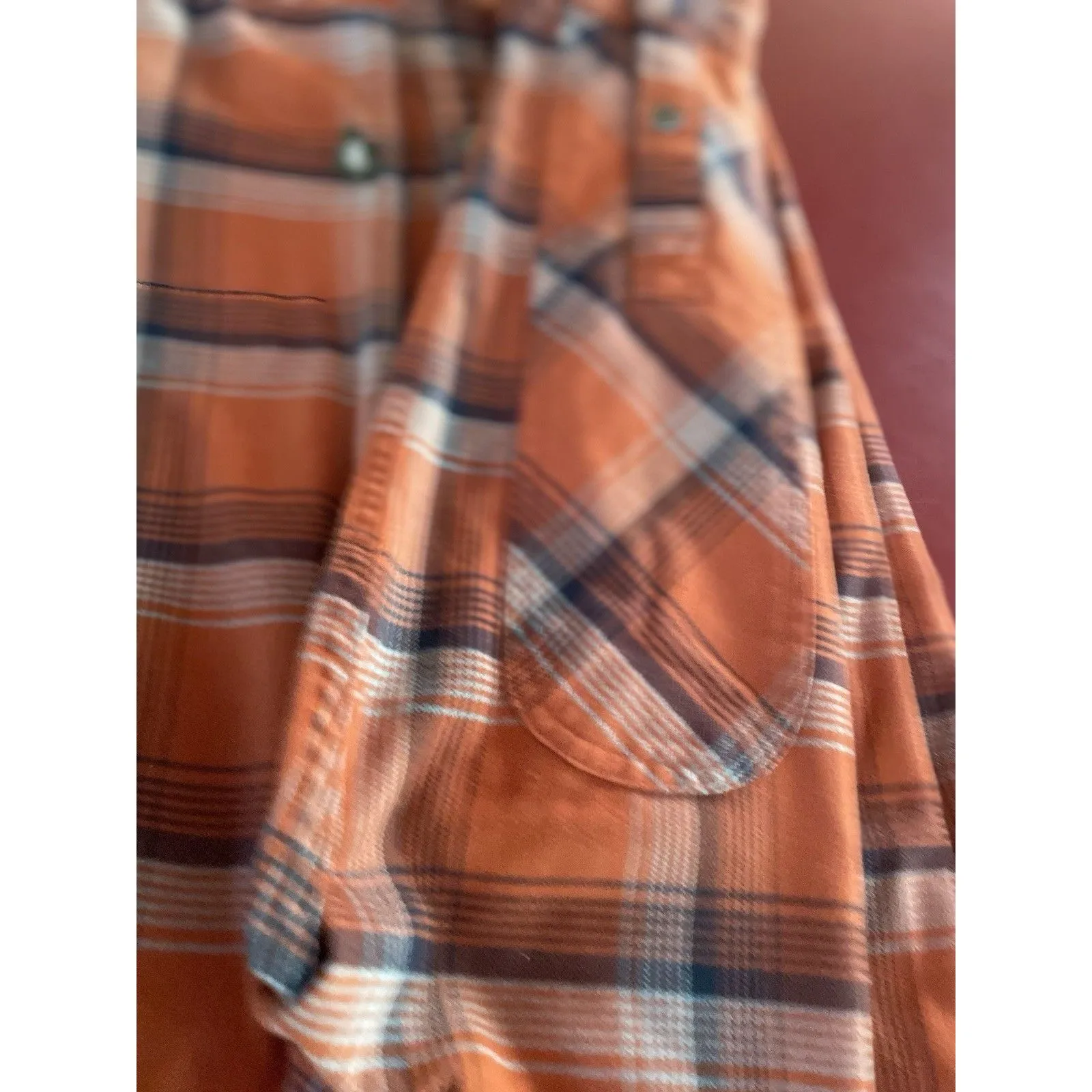 Howler Bros Flannel Shirt Womens S Red Orange Western Button Cotton Blend Plaid - Image 8