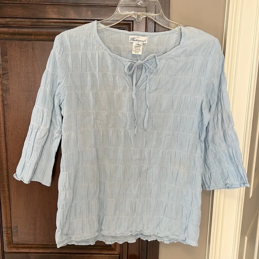 Weatherproof baby blue top womens Small shirt Comfy Lightweight - Image 9