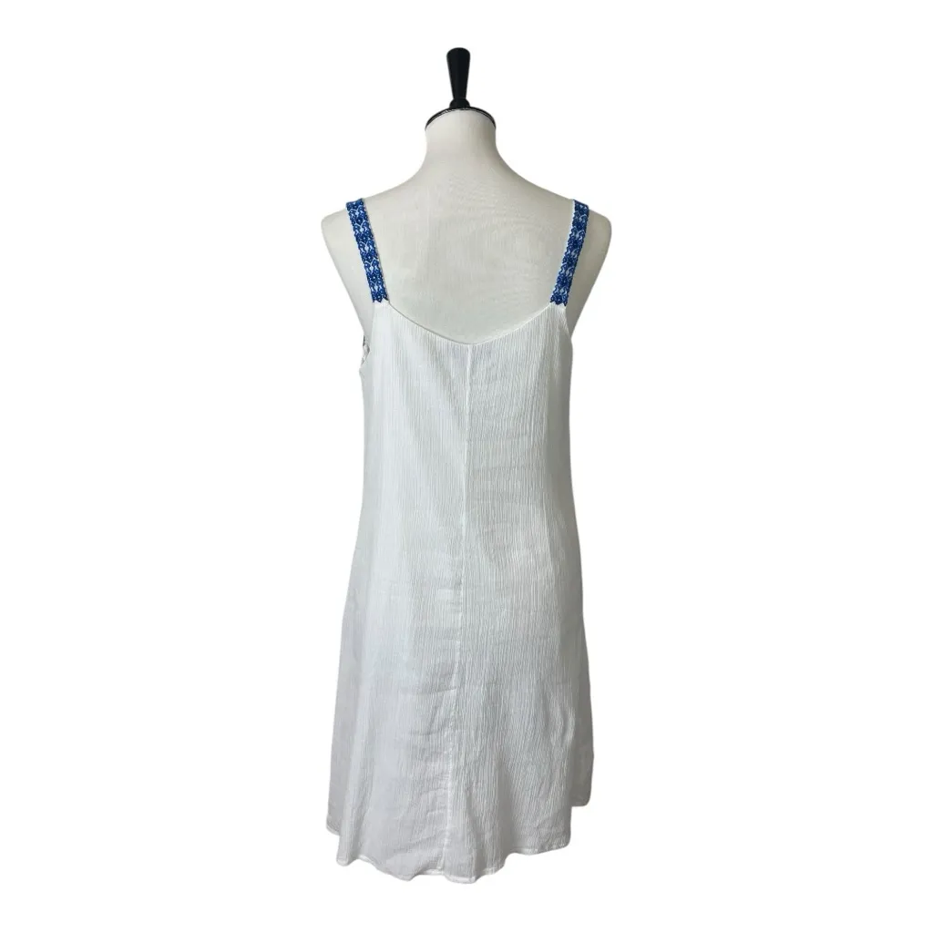 Tommy Bahama Dress Sleeveless Casual White Blue Embroidery Women’s Size Medium - Image 4