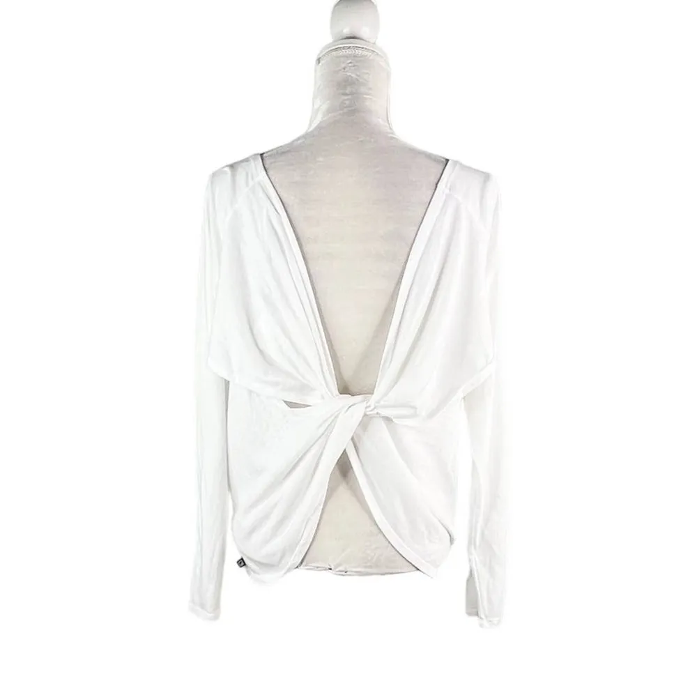 Fabletics Aviana Top White XL Long Sleeve Twist Back Detail Relaxed New - Image 9