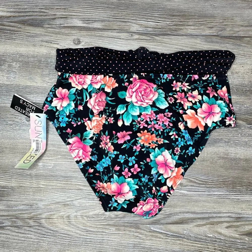 Sundazed Women's Black Multi Floral Morgan High Waist Bikini Swim Bottoms sz XS - Image 2