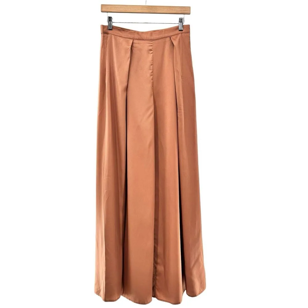 FATE 2pc Satin Cropped Wrap Blazer & Wide Leg Pant Set Brown Medium‎ Large NWT - Image 4