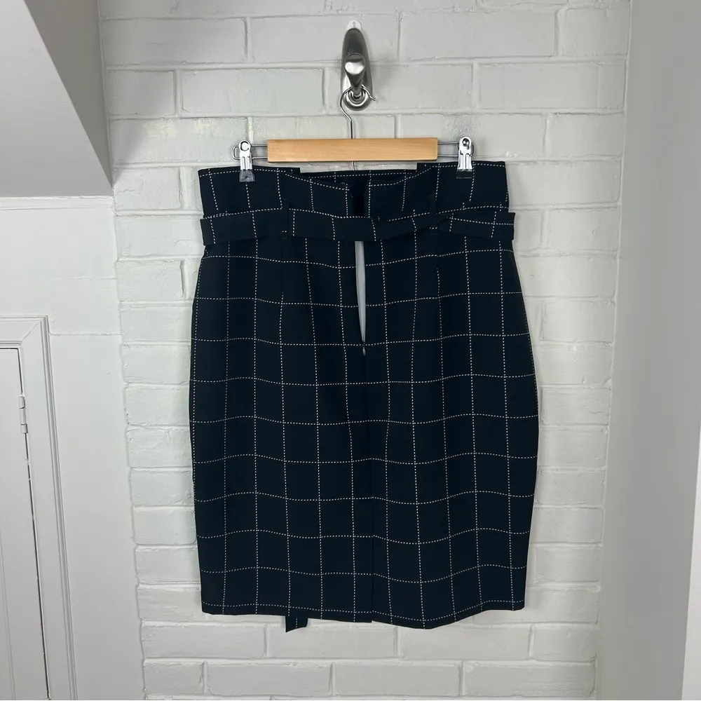 Liz Claiborne Career Black Windowpane Tie Waist Skirt Size 14 - Image 6
