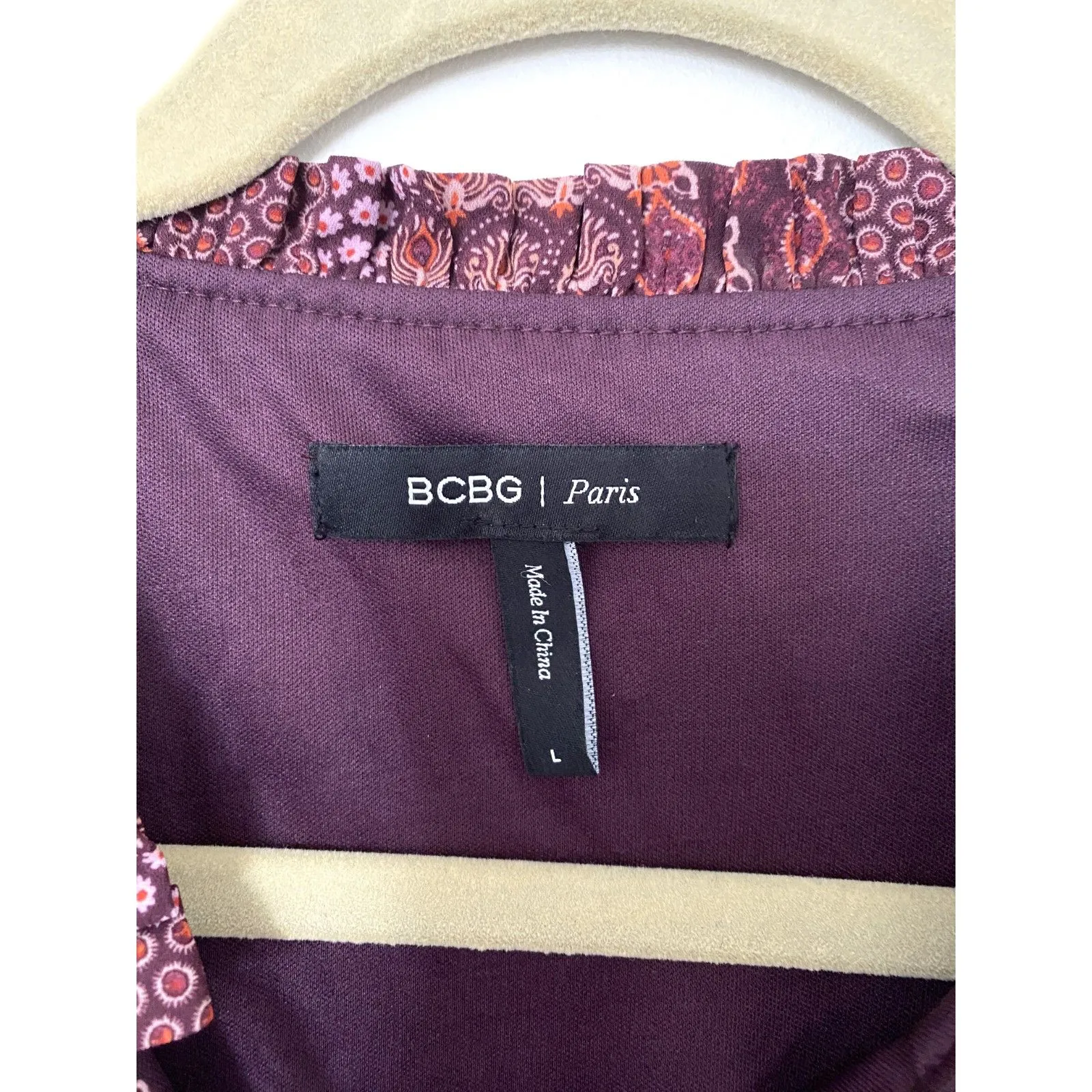 BCBG Paris Womens Tiered Mini Dress Balloon Sleeves Smocked Waist Chic Sz L Purple Size L - Image 5