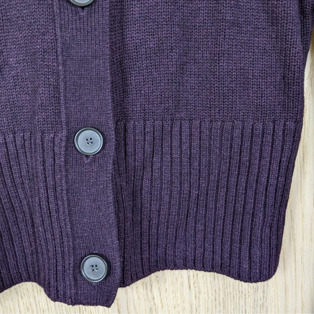 LOFT Women's Wool Blend Purple Button Up Sweater Cardigan Size Medium - Image 2