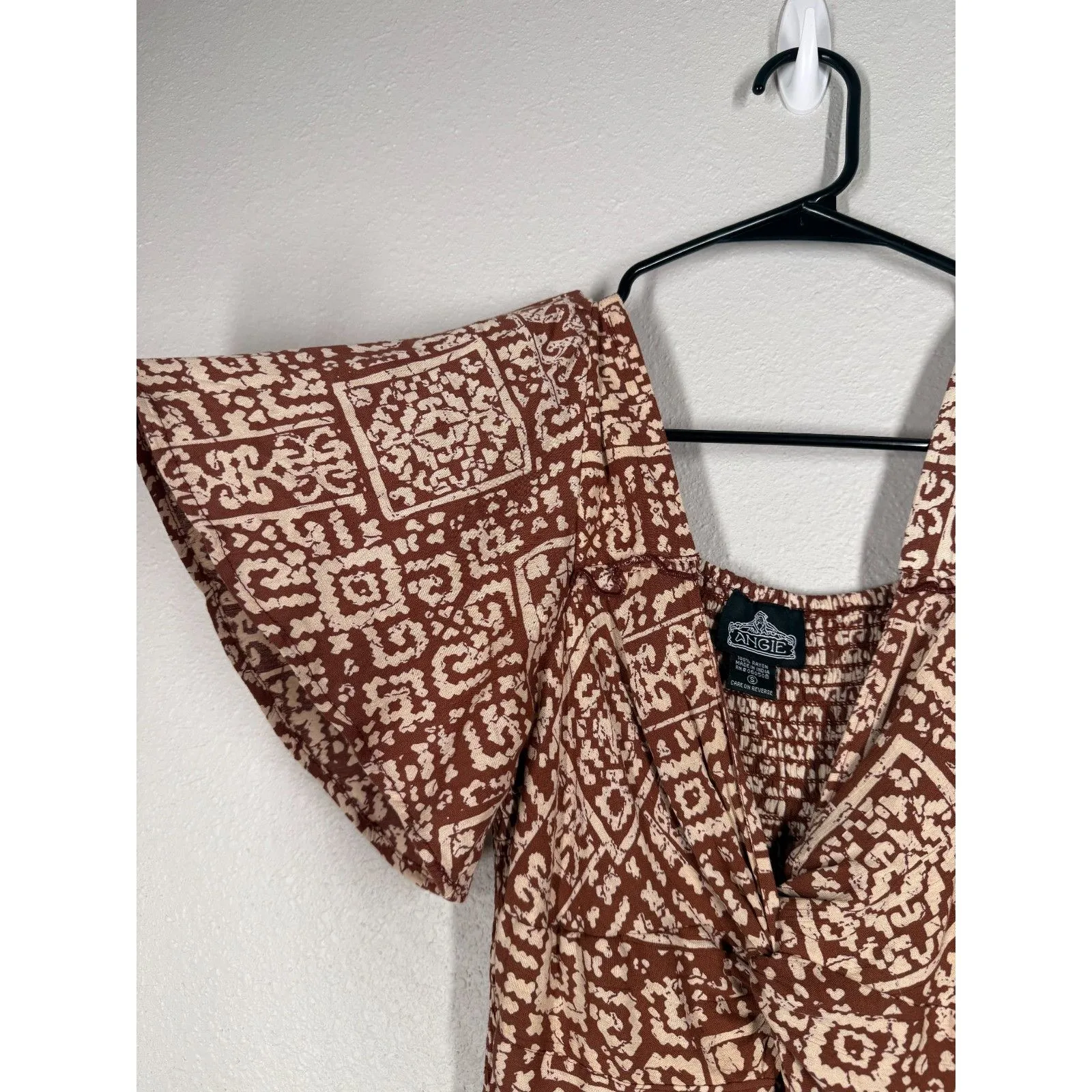 Angie Brown Tiered Babydoll Maxi Dress Womens Sz S Beachy Vacation Feminine Boho - Image 3