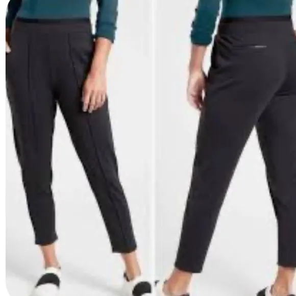 Athleta Venice Pintuck Pant Women's XS Black Stretch Pull On Tapered Leg Cropped - Image 2