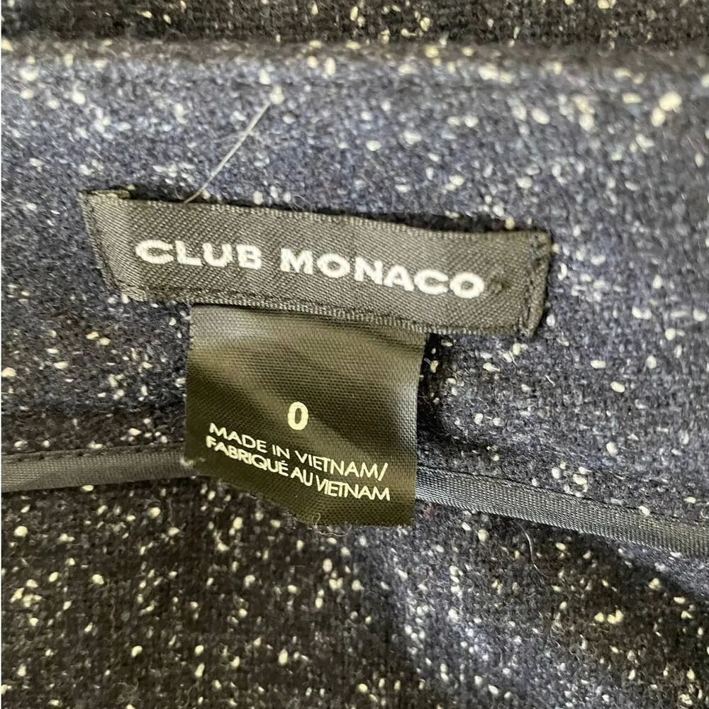 Club Monaco Pants Women 0 Navy Skinny Leg White Speckle Zipper Ankle Band Y2K - Image 2