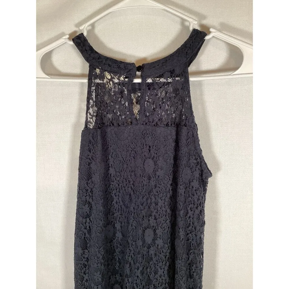 MONTEAU LOS ANGELES Small Blue Lace Halter Short Dress Lining Summer Classic - Image 5