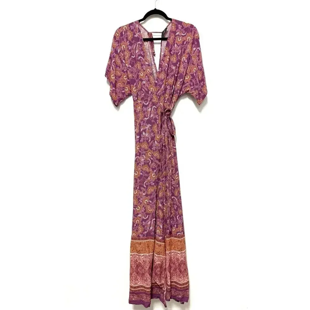 Vici Floral Wrap Maxi Dress - Garden Boho Kimono Tie Peasant Slit Bohemian - Image 3
