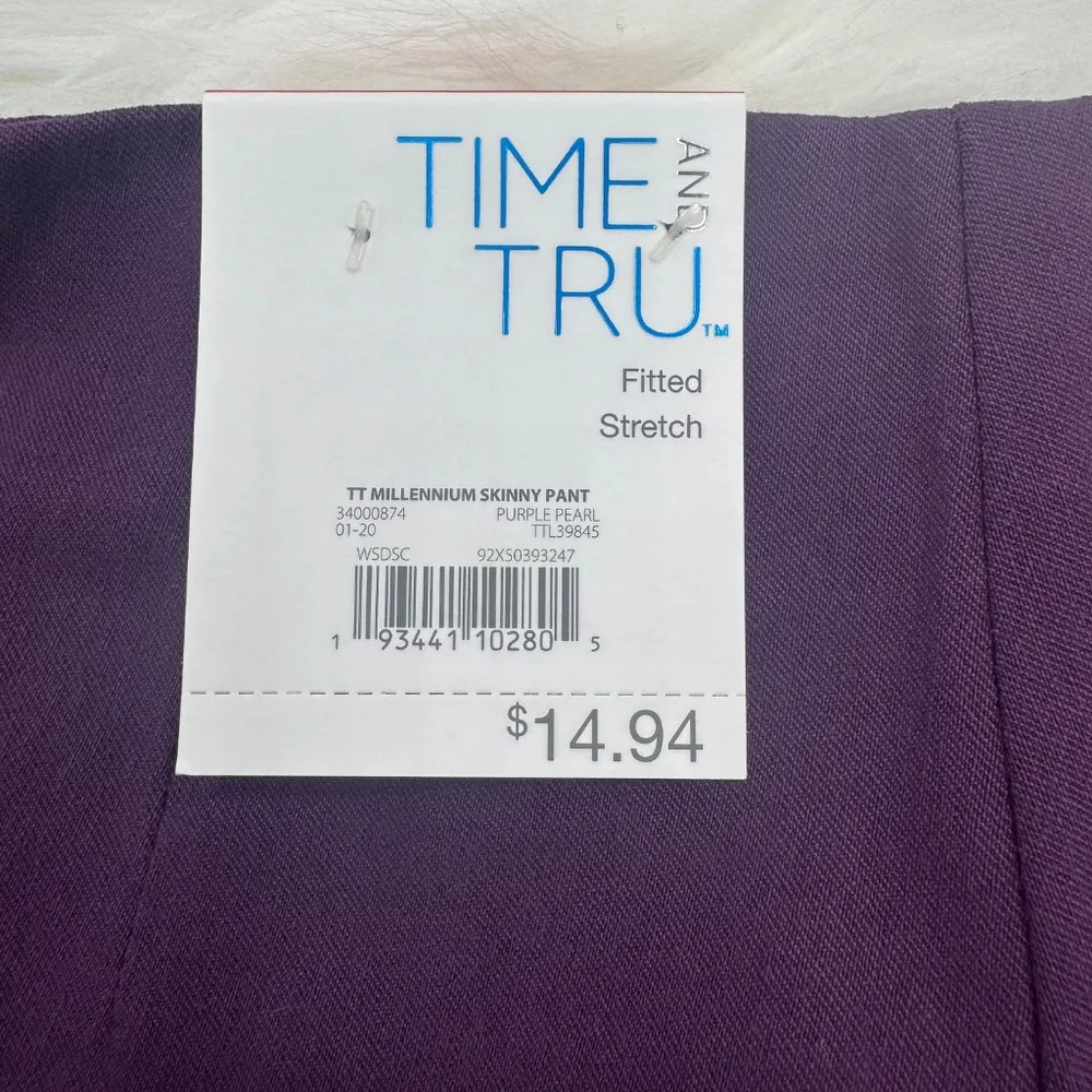 Millennium Skinny Crop Side Zipper Stretch Womens Pants Purple Size 4 NEW - Image 4