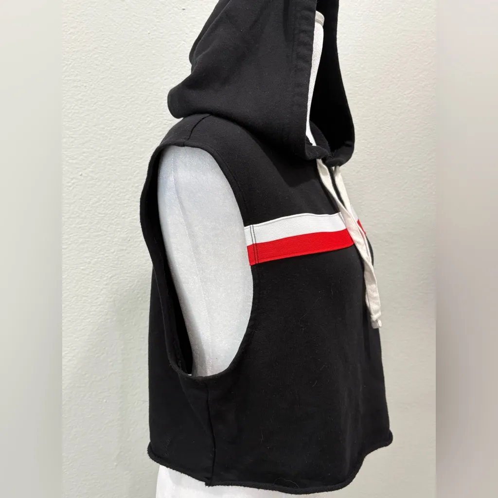 Flirtitude Black Sleeveless Hoodie with Red and White Stripe - Image 4