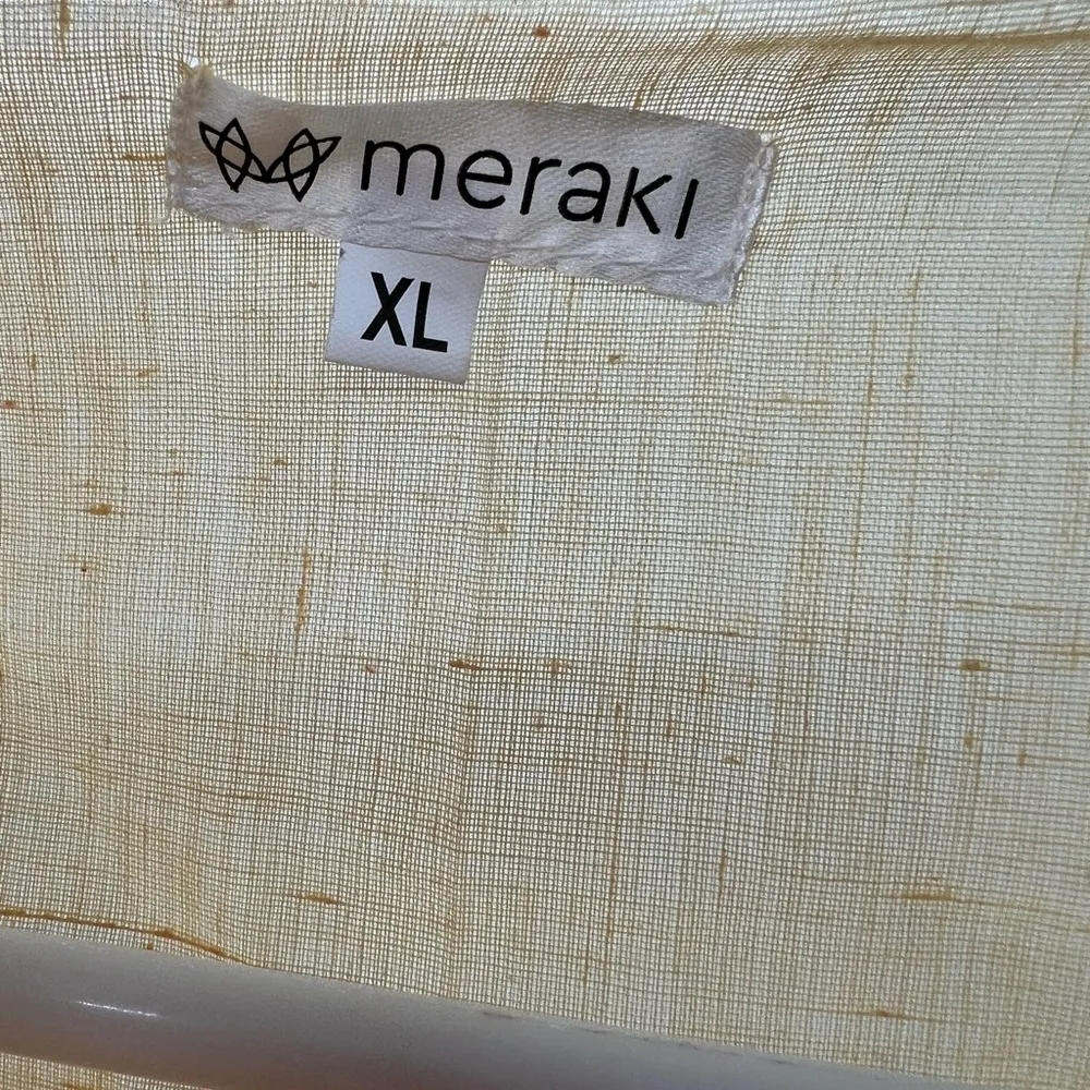 Meraki lightweight button up XL linen long sleeve semi sheer top vacation cruise Yellow - Image 6