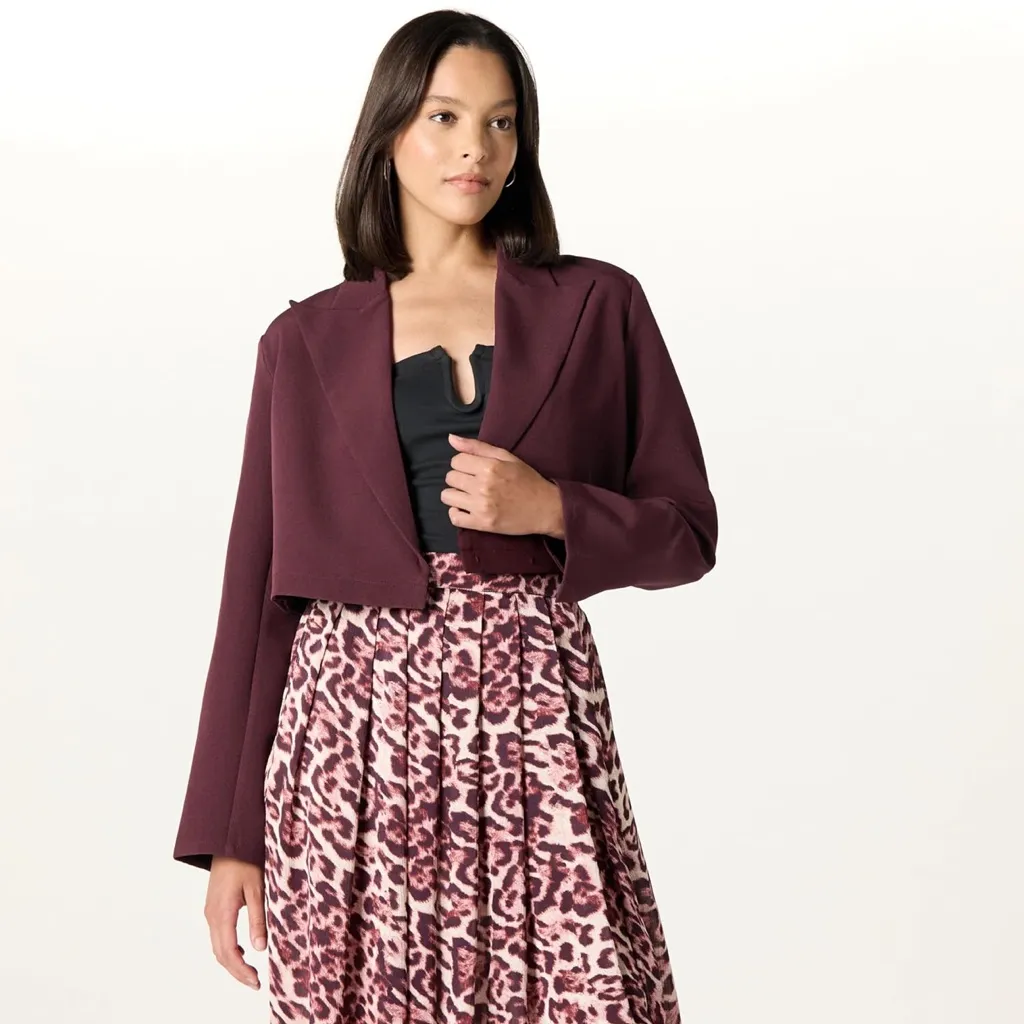 The Drop Elegant Burgundy Women's Convertible Blazer Size L Purple Size L - Image 5