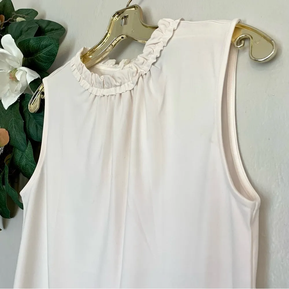Ann Taylor Factory White Ruffle Sleeveless Blouse - Image 2