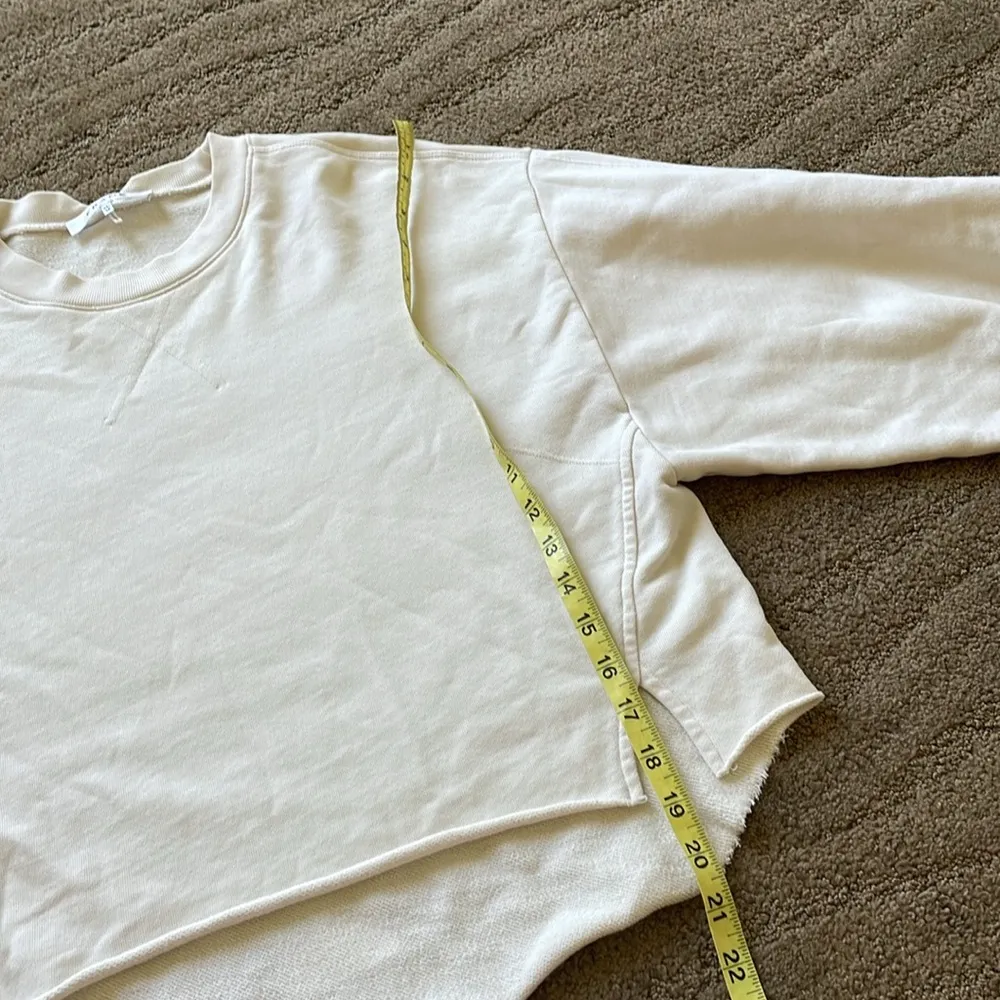 FRAME made in Peru winter white 100% organic pima cotton cropped sweatshirt - Image 6