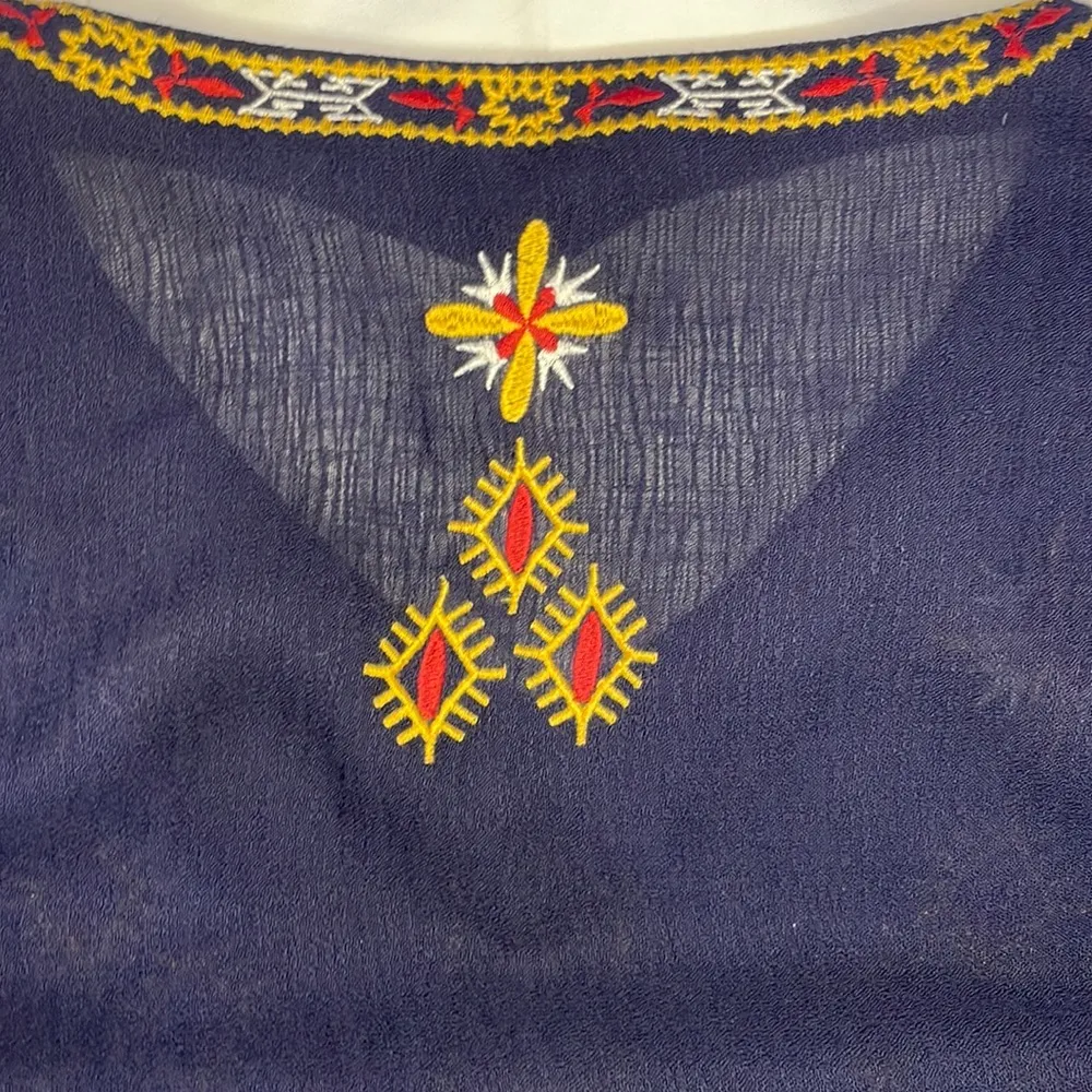 TMHL boho tribal embroidered sleeveless sheer lightweight tank mini midi dress - Image 6