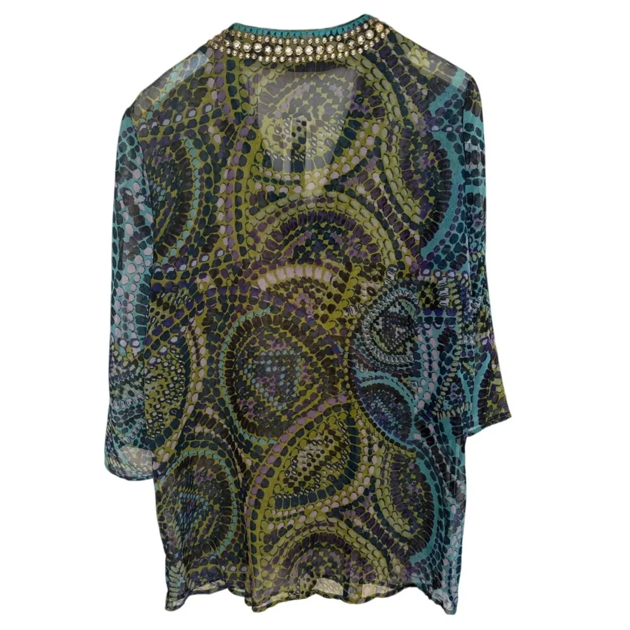 Chelsea & Theodore Women Tunic Top Large Blue - Image 4