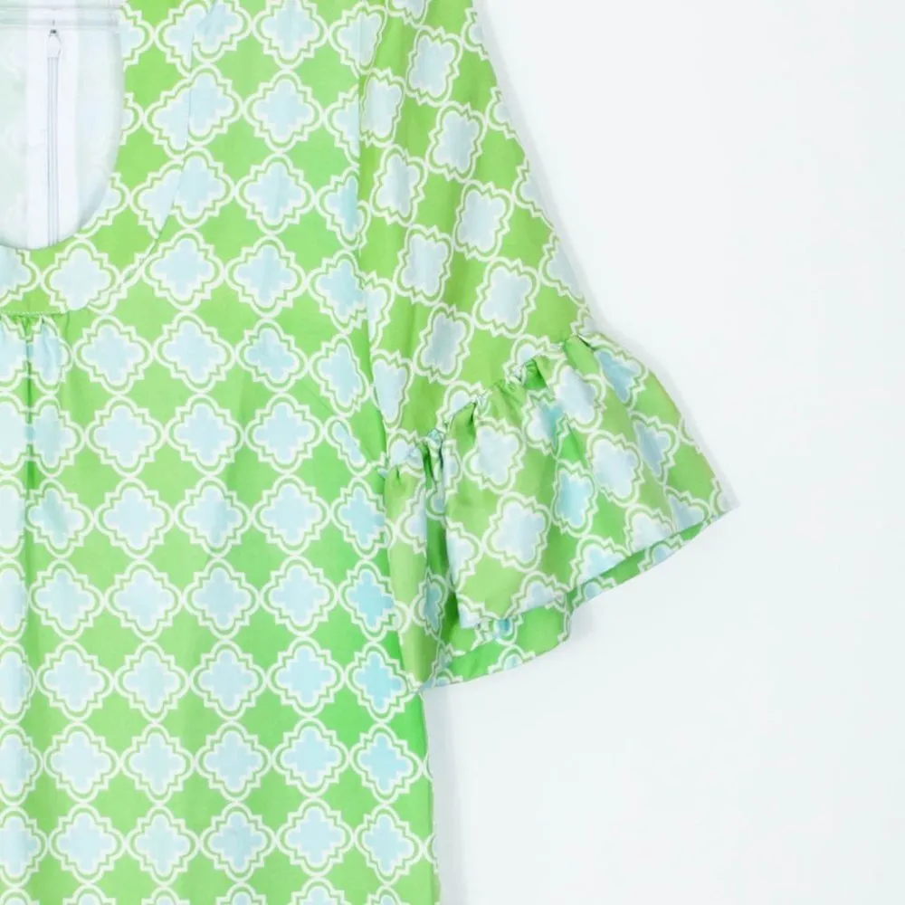Skirtin Around Green Short Sleeve Silk‎ Sheath Dress Womens Size 4 - Image 3