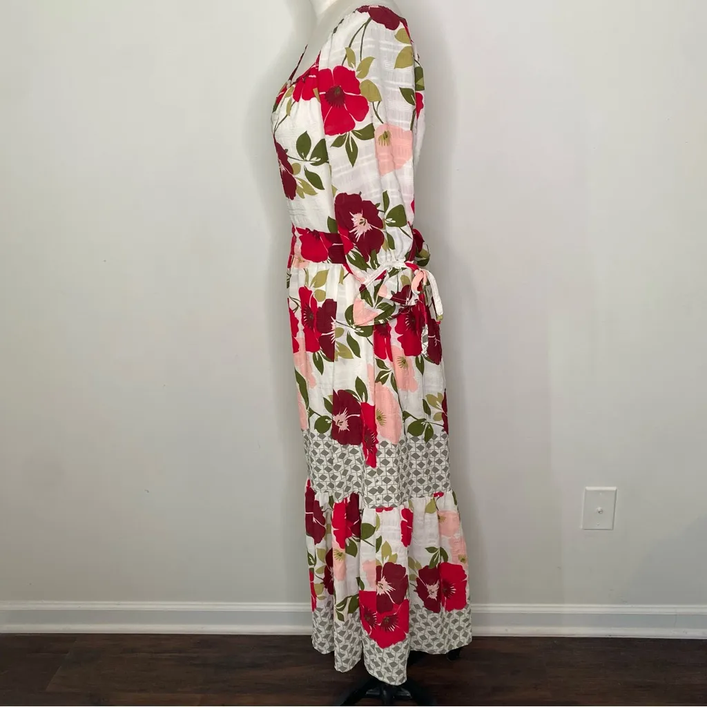 Figueroa & Floral Poppy Puff Sleeve Scoop Neck Tiered Maxi Dress M Size M - Image 3