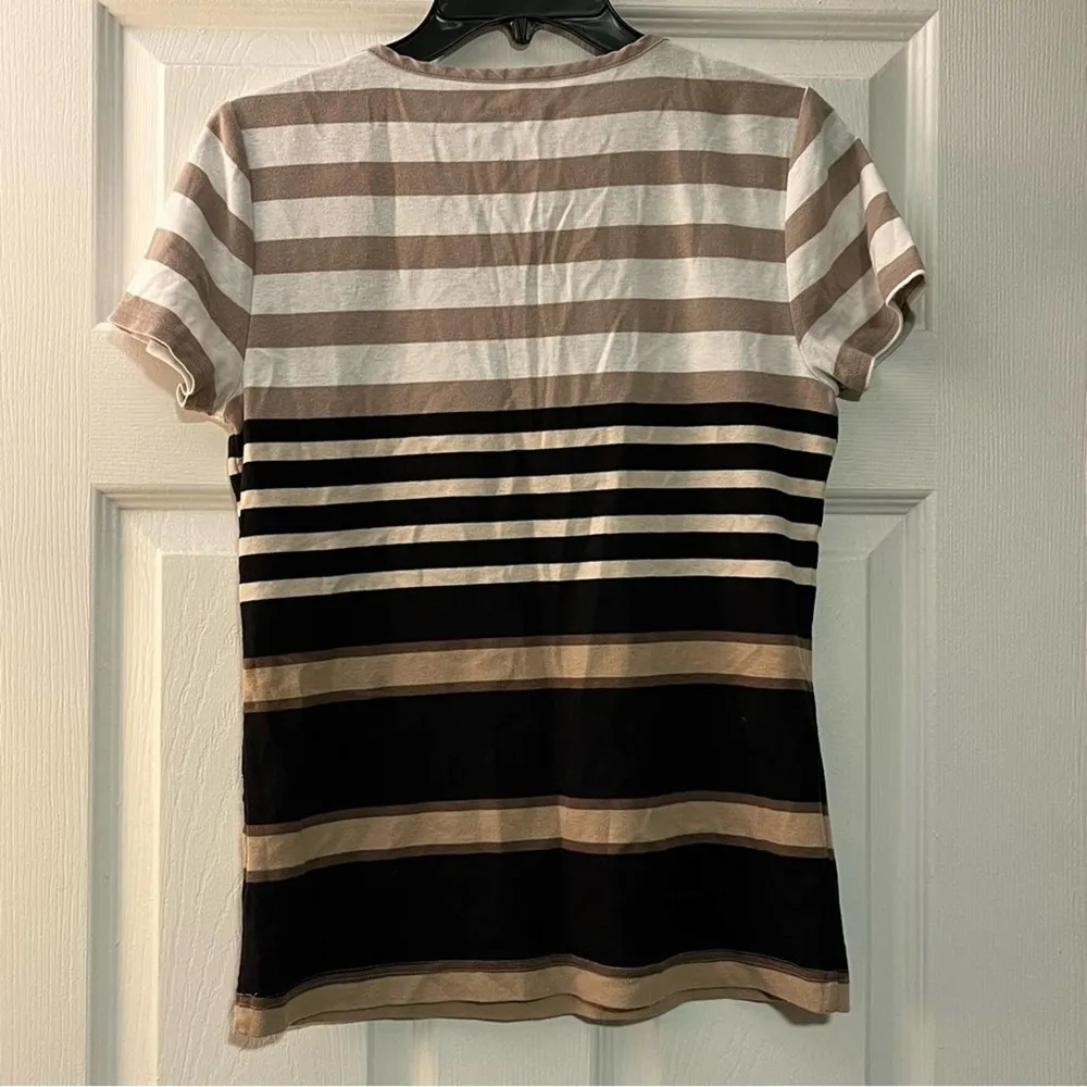 3/$18 || Croft & Barrow Short Sleeve Neutral Stripe Tee - Size M - Image 51