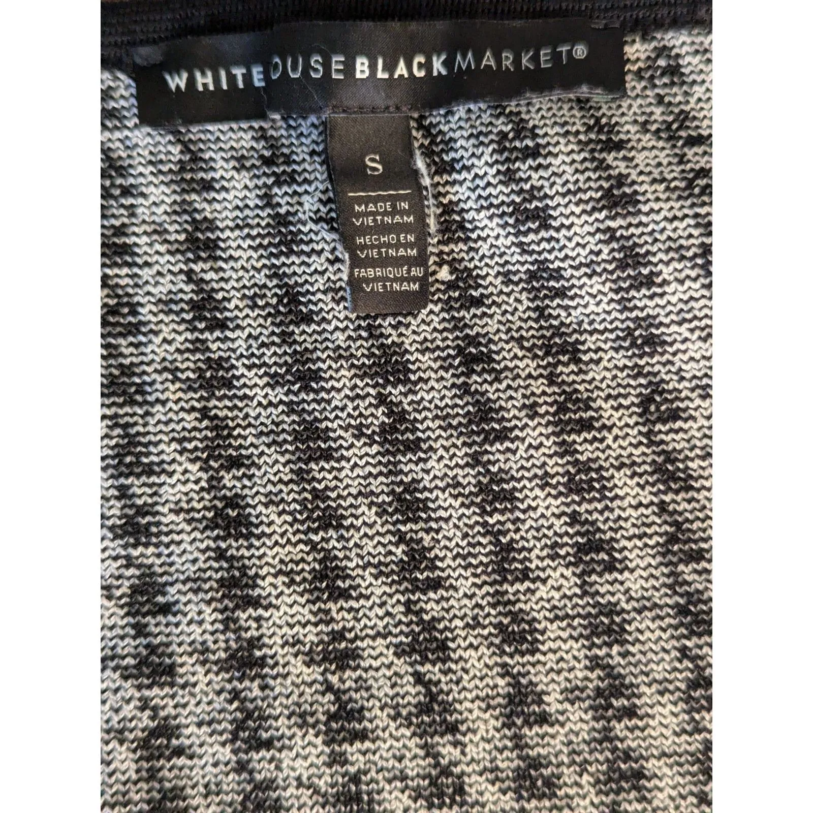 White House Black Market S/P Houndstooth Knit Top Sweater Black White Classic - Image 2