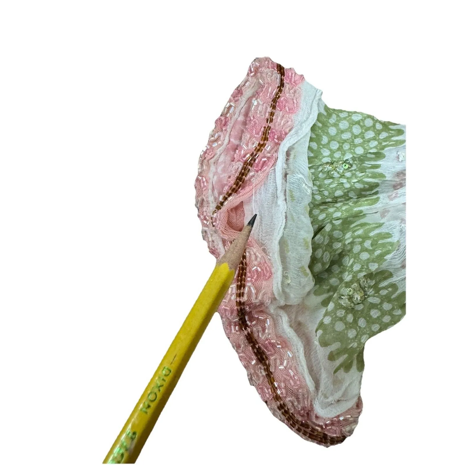 Letarte‎ HANDMADE Silk Bead Sequin Embellished V - Image 5