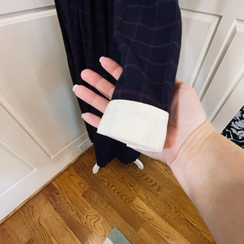 Laura Ashley Viyella 80's Wool Plaid Shirt Dr… - Image 5