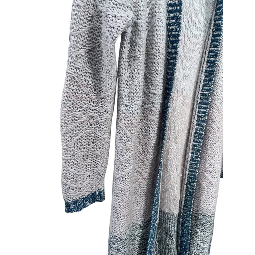 Moth Anthropologie Mohair Duster Cardigan Size Small Loopstitch Ombre Blue Cream - Image 3