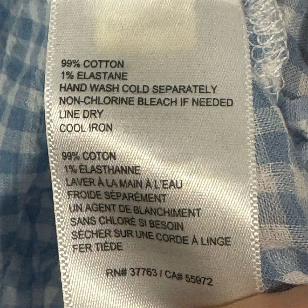Rafaella Gingham Button Down Shirt XL Cotton Blue Check Preppy Classic Office - Image 4