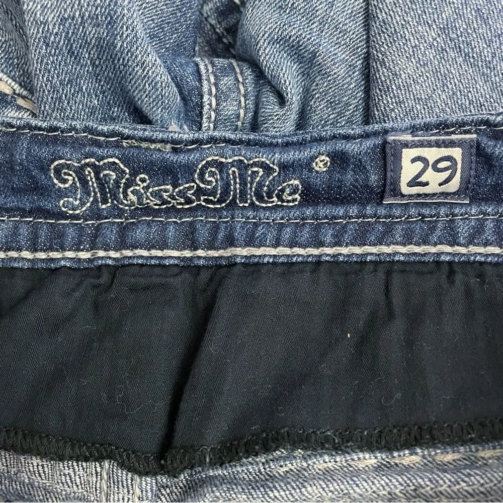 Miss Me Capri Jeans Cropped Straight Leg Medium Wash Sequin Flap Jeans Size 29 - Image 8