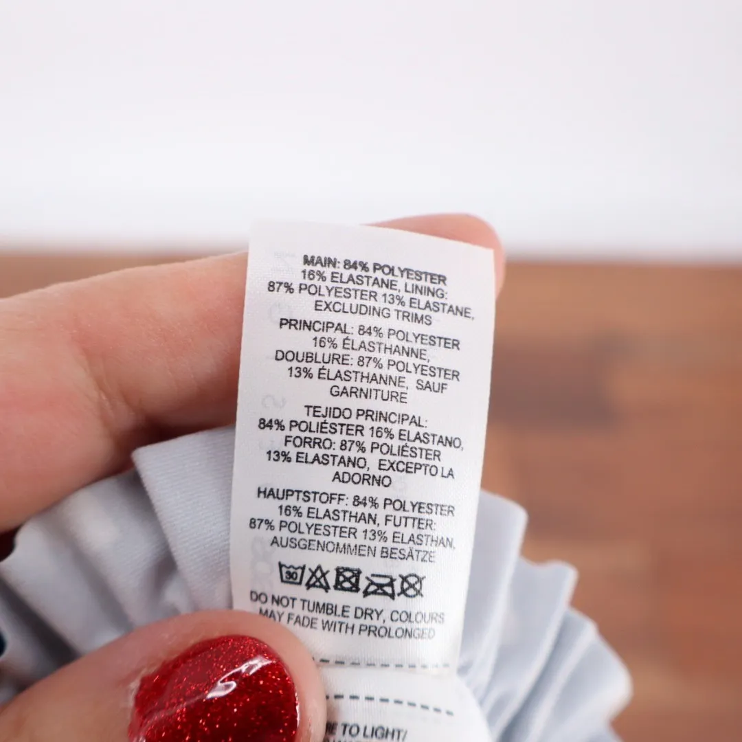 ASOS DESIGN Navy Polka Dot Ruffle Bikini Bottoms Swimsuit Size US 6 Blue - Image 3