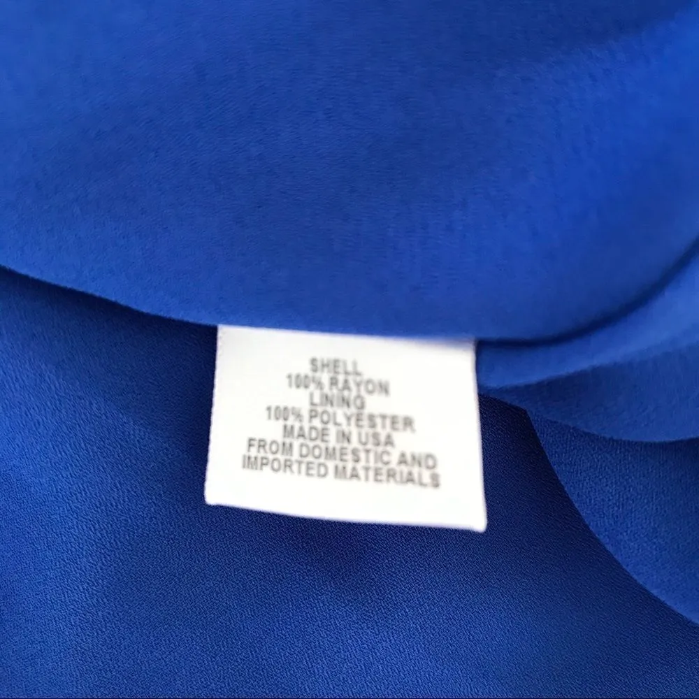 WAYF One Shoulder Top Blouse Popover Ruffle Sleeveless Royal Blue XS X-Small New - Image 7